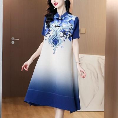 knee length dresses for ladies Daily Cheongsam, Midi Cheongsam, Cotton Midi Cheongsam, White Qipao White / M main image 0