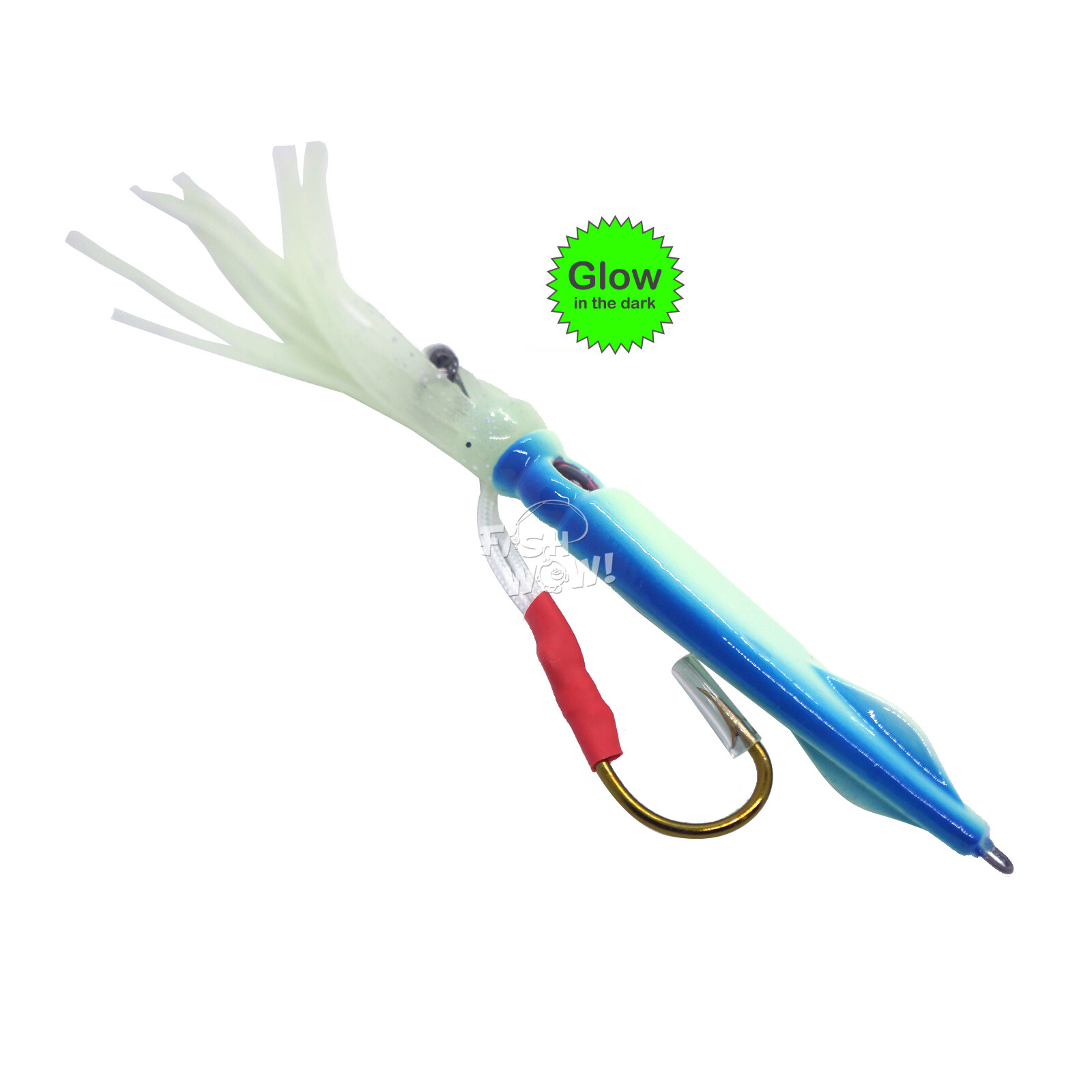 50pcs Fish WOW!® 100g 3D Swim Squid jig Fishing Vertical Jig Random Colors NEW - Image 9