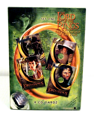 Lord of he Rings Fellowship of the Ring 4 CD Cards Cardz Set 1 MINT 2002 WIN/MAC