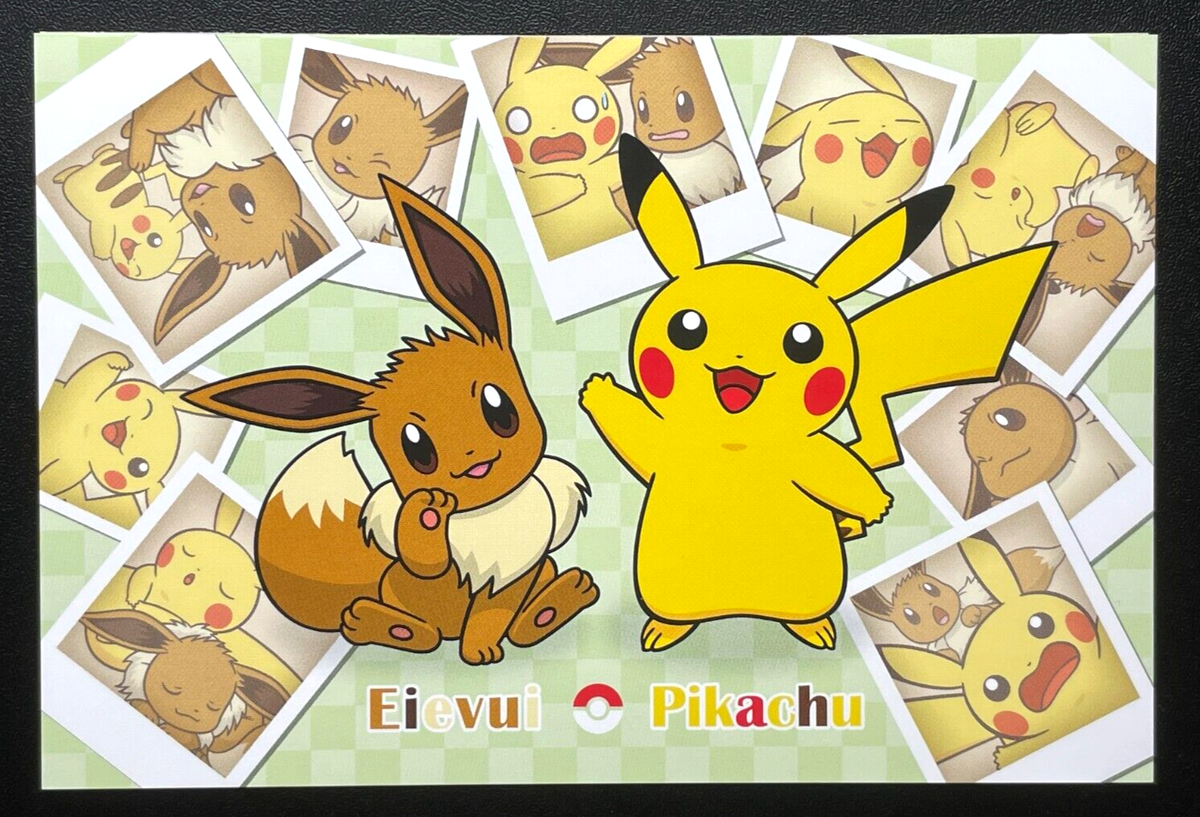 色紙ART ピカチュウ イーブイ Pokémon Pikachu Eevee Eevee Pikachu Pokemon Center ONLINE Limited Postcard 2018 Japanese