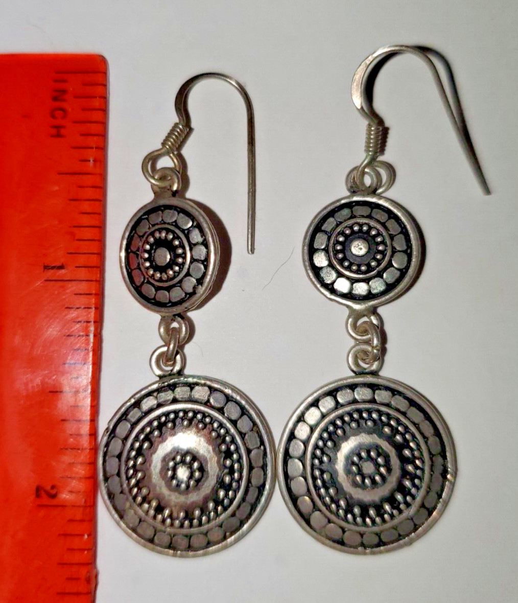 Two Inch, Bohemian, Silver, Two-Circle, Dangle / … - image 1