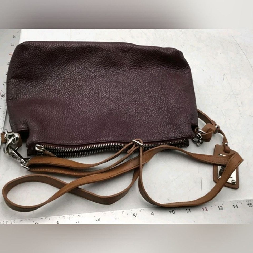 Valentina Italy Designer Maroon Red Leather Adjustable Strap Crossbody