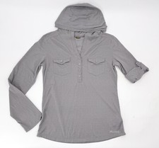 Marmot Shirt Womens Small Gray Hooded Roll Tab Sleeve Pullover Knit