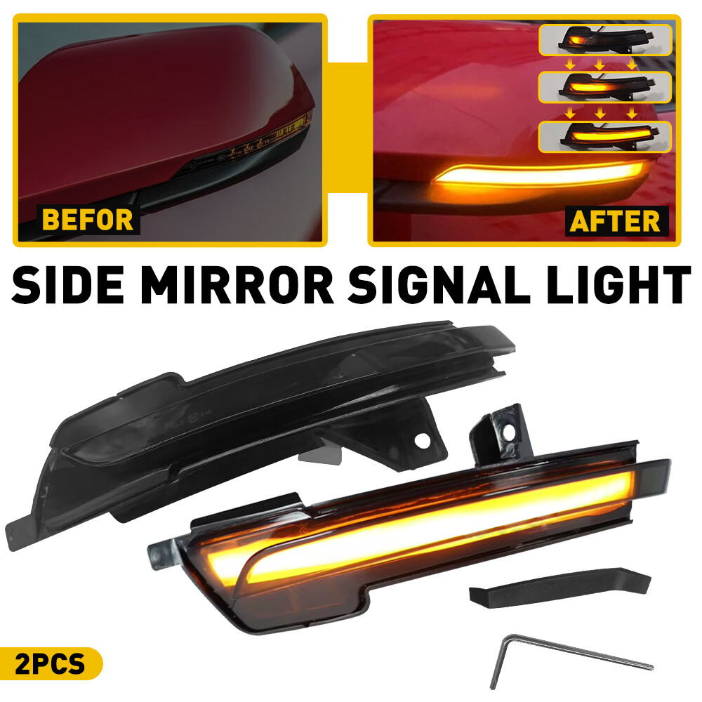 Amber Dynamic LED Side Mirror Turn Signal Light for 2015-2022 Ford Mustang