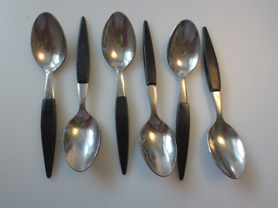 6 VINTAGE MID CENTURY SHERBET CONDIMENT SPOONS STAINLESS JAPAN