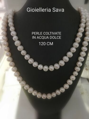 Elegante collana lunga 120 cm di perle coltivate in acqua dolce diametro 0.9 cm - Foto 1 di 12