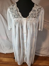 Vintage Lorraine Lace Blue Floral Nightgown Size M