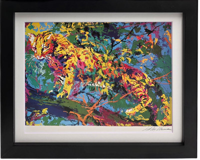 LEROY NEIMAN Ocelot Plate Signed Vintage Custom Framed Matted Animal Print