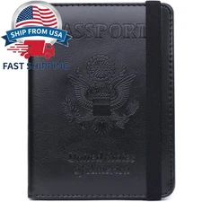 RFID Passport Holder USA Travel Wallet – PU Leather Cover with Sleep Mask & SIM