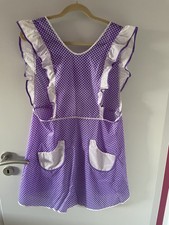 Dederon Kittel Schürze DDR, Gr. M88, lila, weiße Punkte, VEB Großröhrsdorf, sexy