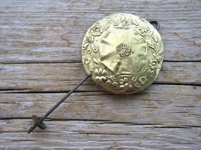 Old Vintage Antique Brass Floral Flower Motif Clock Pendulum Bob Part Decorative
