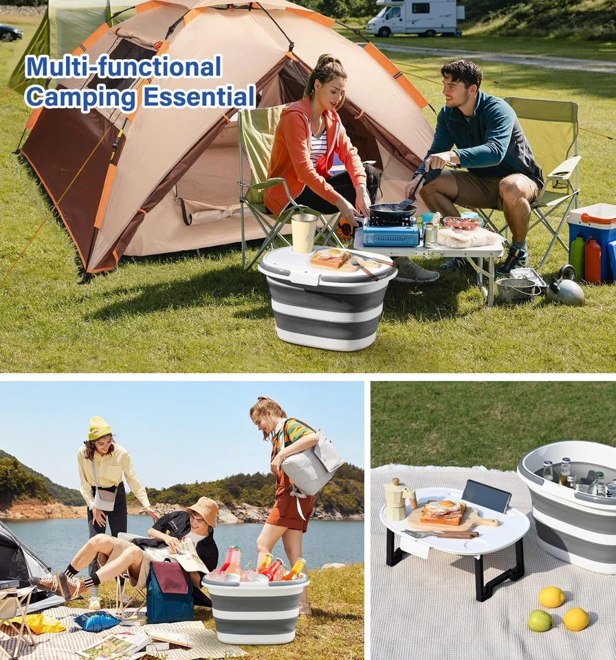 Faltbarer Eimer 16L mit Multifunktionalem Deckel, 4-in-1 Faltbare Silikon Put... - Bild 3 von 4