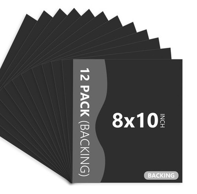 Somime 12 Pack Backing Boards Only - 8x10 Uncut Black Mats Matboards, Acid Fr...