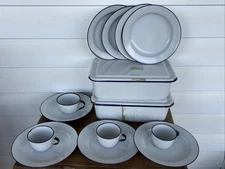 Vtg KER Sweden Enamelware White Blue Refrigerator Box Plate Farmhouse Porcelain