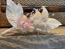   Vtg 1950s Bridal Millinery Headpiece Flower Pearl Pink Butterfly Wedding Craft