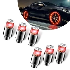 Car Tire Valve Light, Vibration Sensor Breathing Flash Light, Auto 6 PCS Red