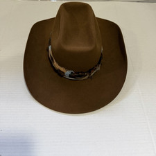 VINTAGE JOHN B. STETSON 4x BEAVER FEATHER BAND COWBOY HAT BROWN 7 1/4