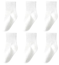 Toddler Grip Socks with Non-Slip, Unisex Baby 3-12 Months 6 Pairs-pure White