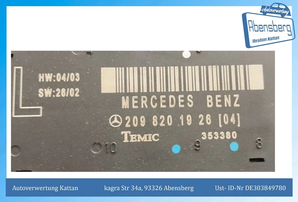 Usato Centralina Mercedes Benz W209 centralina porta sinistra 2098201926 #3730 - Immagine 2 di 3