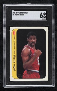 1986-87 Fleer Stickers Julius Erving #5 SGC 6 HOF