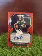 2021 Panini Prizm Elijah Moore #346 Red Shimmer Prizm Auto /35 Jets (RC,AU,SP)