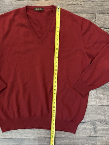 Maglione Loro Piana Scollo V Maglia Cashmere Uomo 58 XXL Rosso Made In Italy Lusso - Foto 9 di 13