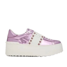 NIB Valentino Garavani Pink Platform Rockstud Untitled Mirror-effect Sneakers 36