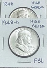 1948 P D Franklin Half Dollars Super High Grade First Year Of Mintage BU