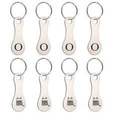 8Pcs Stainless Steel Shopping Trolley Token, Silver Tone Letter O  Grocery Cart