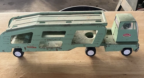 Tonka Car Hauler Carrier Truck Mint Green 1960's Vintage Vehicle Toy