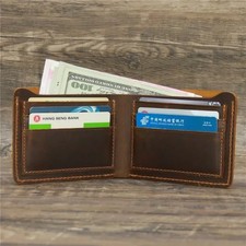 Men's Crazy Horse Leather Wallet, Genuine Leather Wallet, Card Bag, Simple Retro