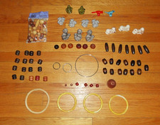 Vintage Huge Macrame Lot wood beads ceramic animal beads O rings