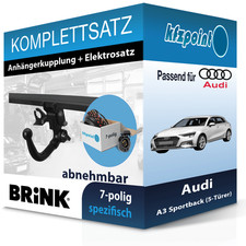 Für Audi A3 Sportback 19- BRINK Anhängerkupplung abnehmbar + 7polig E-Satz AHK