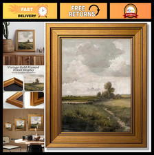 Vintage Gold Framed Canvas Wall Art - Rustic Natural Landscape Decor 16x24