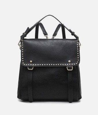 Jen & Co Indigo Convertible Backpack Purse Flap Over Front, Color Black