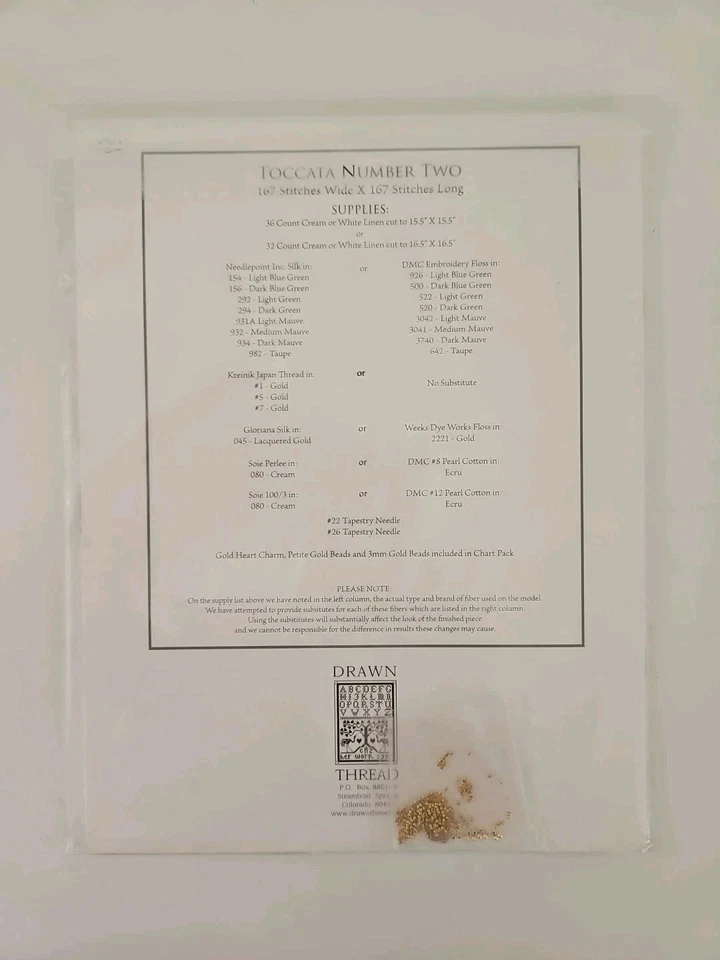 The Drawn Thread TOCCATA NUMBER TWO Counted Cross Stitch Pattern Beads & Charm - Image 4 of 4