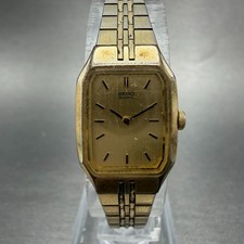Seiko Watch Women 16mm Gold Dial Gold Tone Octagon 2C20-5209 New Battery Vintage