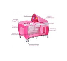 Roze Baby Playpen met Klamboe & Draagtas