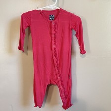 Kickee Pants Bamboo Ruffle Snap Romper Bright Pink 3-6m