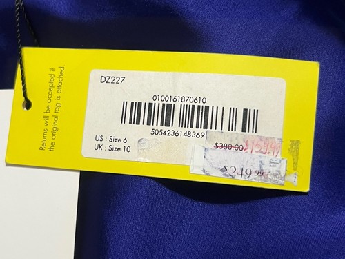 Karen Millen Royal Blue Cocktail Sheath Dress Size US 6 Satin Sleeveless NWT - Picture 7 of 10