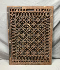 Antique 21x29 Gothic Scroll Cold Air Return Cast Iron Grate VTG Old 1426-25B