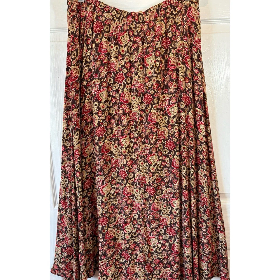 Maxi Falda Vintage LIZ CLAIBORNE Rayón Cordón Con Bolsillos Grande Foto 2 de 4