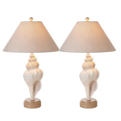 Lux Lighting Baldweyn Conch, 30'' Seashell Coastal Table Lamps, (Set of 2) 3-Way