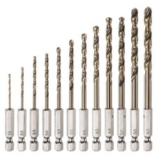 12pcs Cobalt Drill Bit Set 12 Sizes M35 Twist Drills for Metal Hex Shank Bits