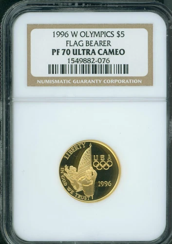 1996-W $5 FLAG BEARER GOLD COMMEMORATIVE NGC PR70 PR-70 PROOF PF70 SCARCE !!
