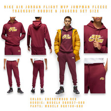 Nike Air Jordan FLIGHT MVP Fleece Tracksuit 2 Piece Hoodie  Joggers Size XL A1