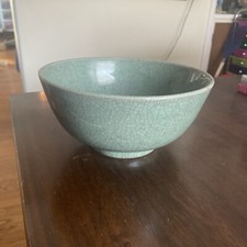 Vtg. Chinese 8  Celadon Green Crackle Glazed Bowl.