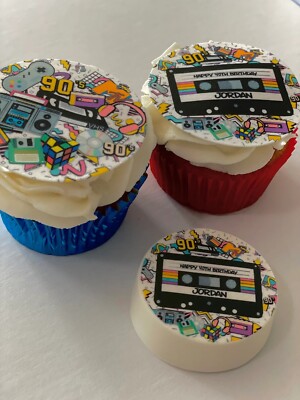 Happy 90th Birthday Cake Topper 20 Totally Awesome 90s Cupcake - Main Image