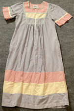 Saybury Nightgown Womens Medium Striped Zip Blue Pink Yellow Green House Dress