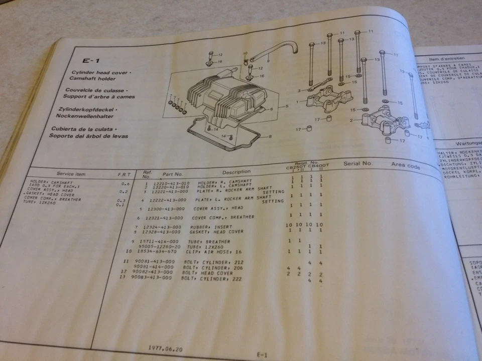 Honda CB250T CB400T CB 250 400T Piezas List Catálogo Piezas Repuesto - Imagen 4 de 4